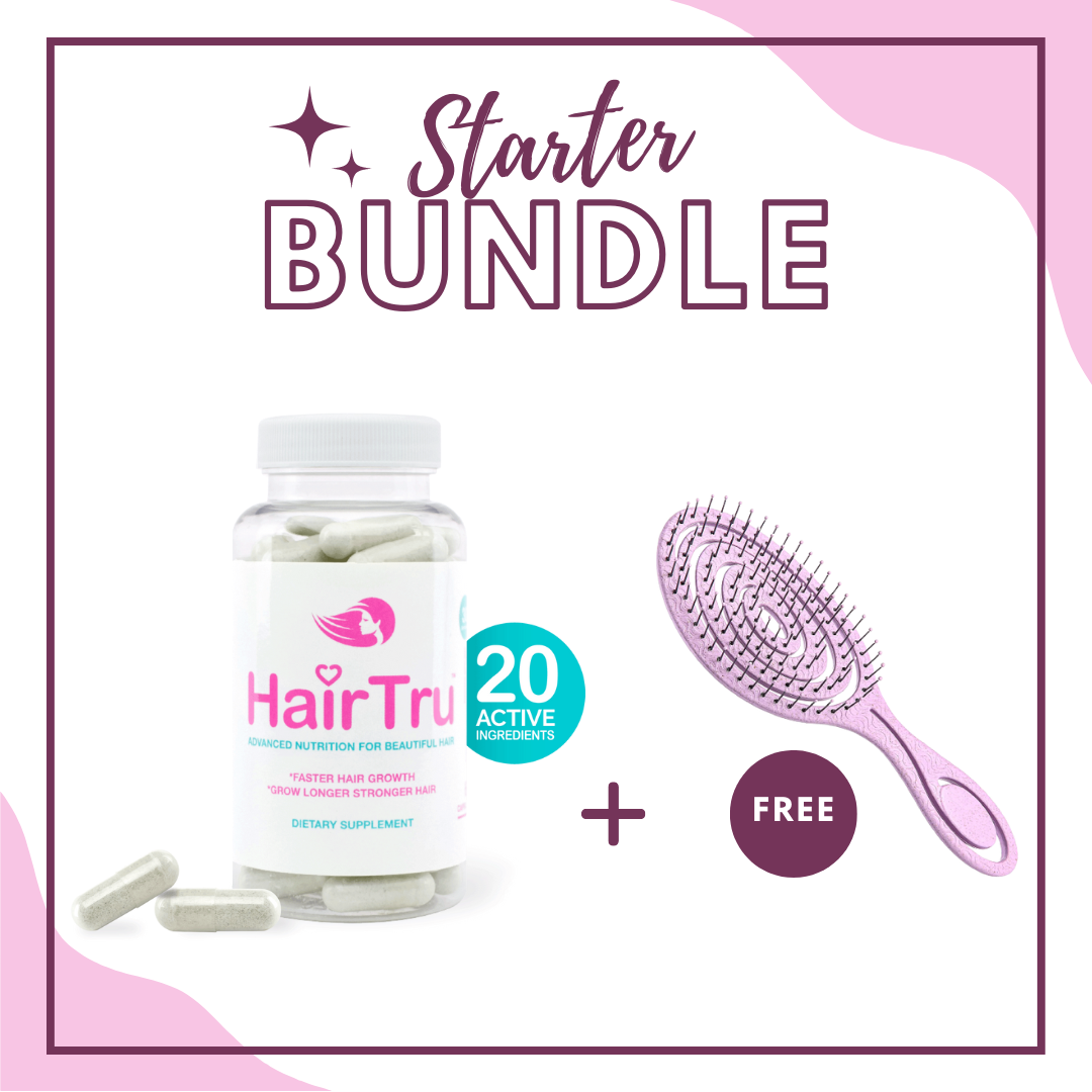 STARTER BUNDLE: 1 Month of HairTru™ + FREE Organic Brush
