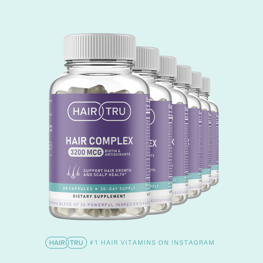 6 Month Supply - HairTru™ Vitamins. Get 2 Free Bottles on Us.