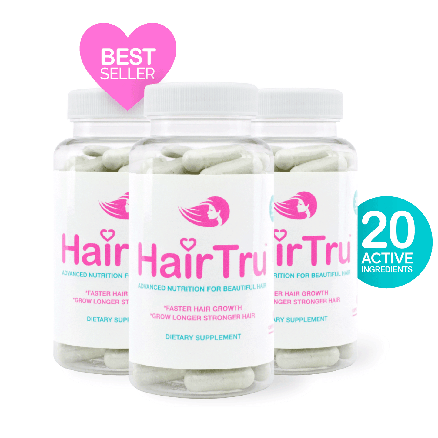 HAIRCARE BUNDLE: 3 Month of HairTru™ + Scalp Hair Massager + FREE Organic Brush